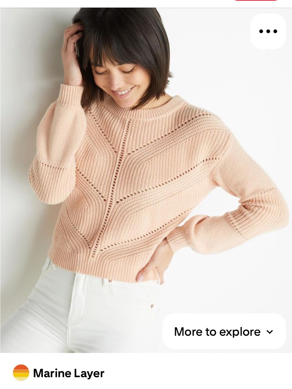 Marine Layer Olivia Cashmere Blend sweater, blush pink, size medium